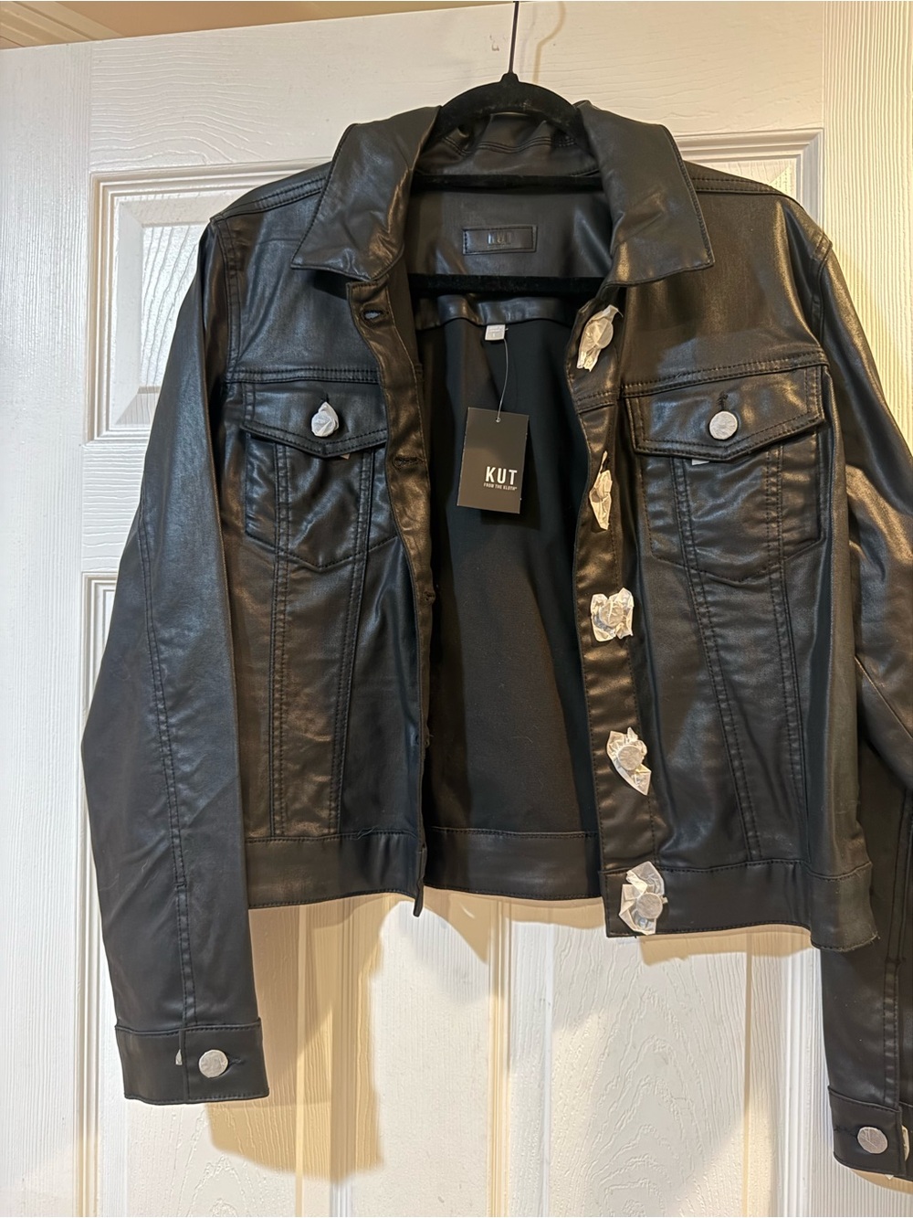 Kut from the Kloth Black Faux Leather Bomber Jacket